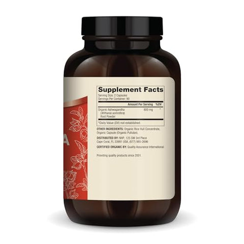 Ashwagandha Orgânico, 90 Porções (180 Cápsulas), Suplemento Alimentar, Energia Natural, Não-OGM, Certificado Orgânico USDA - Dr. Mercola