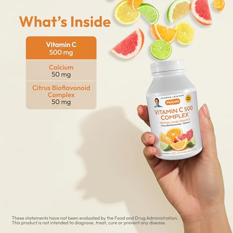 ANDREW LESSMAN - Andrew Lessman Vitamina C 500 Complexo 180 Cápsulas – Vitamina C Não Ácida com Bioflavonoides Cítricos para Suporte ao Sistema Imunológico e Antioxidante, Sem Desconforto Estomacal, Fácil de Ingerir