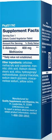 Same 400 mg – Suporte ao Humor e Saúde do Fígado com S-Adenosil-Metionina Revestida Entérica - Life Extension