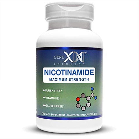 Genex Formulas - GENEX Nicotinamida 500mg (3-Pack) Cápsulas de Niacina Flush Free Vitamina B3 para Pele Saudável – Suplemento de Niacinamida Ajuda a Produzir Queratina