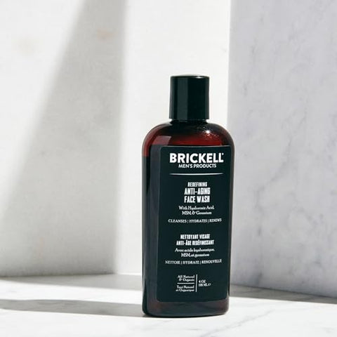 Brickell Men's Products - Gel Facial de Limpeza Anti-Envelhecimento para Homens Brickell, Natural e Orgânico, Firmeza e Espuma