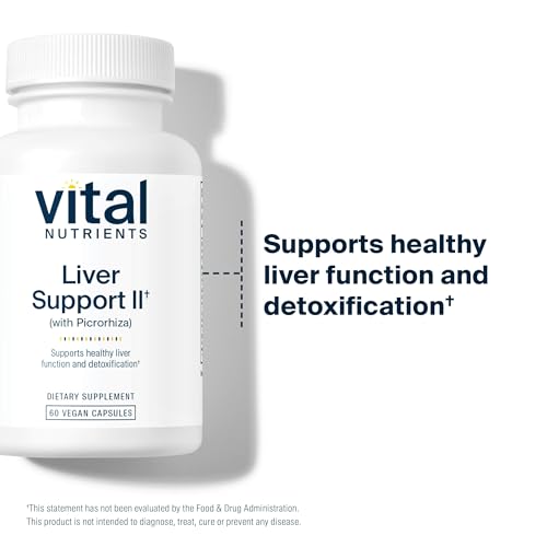 Liver Support II com Picrorhiza, Cardo Mariano e Curcumina | Suplemento Vegano | Combinação Herbal para Apoiar a Função Saudável do Fígado | Sem Glúten, Laticínios e Soja | 60 cápsulas - Vital Nutrients