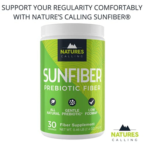 NATURE'S CALLING - NATURE’S CALLING – Suplemento de Fibra Natural | Suave | Não-OGM | Baixo FODMAP | Sunfiber | Prebiótico, 30 Porções (210g)