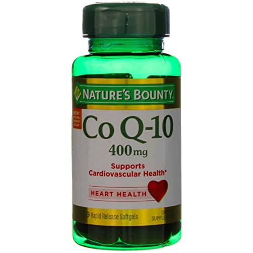Nature's Bounty - Nb Coq10 400mg Cardio Q10 – Tamanho 30ct – Coenzima Q10 para Saúde Cardiovascular