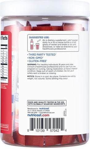 Energy Complex Stickpack (20 Porções) Sabor Fruta Punch – Sem Glúten e Não-OGM | Nutricost Energético em Sachê – 20 Porções | Sabor Fruta Punch – Sem Glúten e Não-OGM - Nutricost