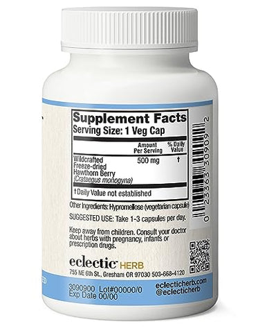ECLECTIC INSTITUTE - Eclectic Institute – Bagas de Espinheiro Alvar Congeladas Frescas e Desidratadas | Suporte Cardiovascular | 90 CT (500 mg)