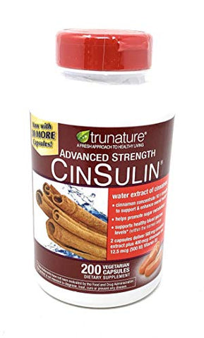TruNature - trunature CinSulin 500mg – 200 Cápsulas Vegetarianas (2 Pacotes) – Força Avançada