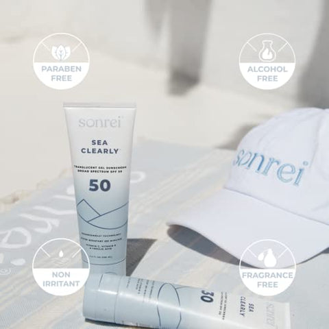 Sea Clearly Premium Gel Protetor Solar Organoshield FPS 50 Rosto e Corpo | UVA, UVB | 100g - Sonrei