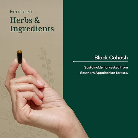 Pro Black Cohosh – Suporte para Menopausa – Equilíbrio Hormonal para Mulheres – com Black Cohosh – 60 Cápsulas Líquidas Veganas de Fitoterápicos (60 Porções) - Gaia Herbs