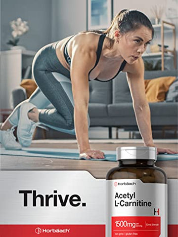 Suplemento Horbäach Acetyl L-Carnitina 1500mg | 200 Cápsulas | Alta Potência ALCAR | Sem OGM, Sem Glúten