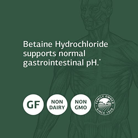 Standard Process Inc. - Suplemento de Saúde Digestiva e GI de Alimentos Integrais da Standard Process Betaine Hydrochloride com Citrato de Magnésio, Betaine HCl, Cloreto de Amônio, Pepsina e Mais – 180 Comprimidos