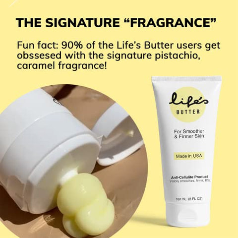 Life's Butter - Creme Anti-Celulite Life’s Butter com Coenzima Q10, L-Carnitina e Óleo de Coco | Produto Natural para Suavizar a Pele | Loção Firmadora para Remover Celulite | 180 ml
