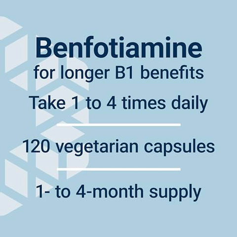 Mega Benfotiamine 250 mg – Forma lipossolúvel de tiamina, metabolismo saudável, vitamina B1 ultra-bio disponível, alta potência, sem glúten, não transgênico, vegetariano, 120 cápsulas - Life Extension