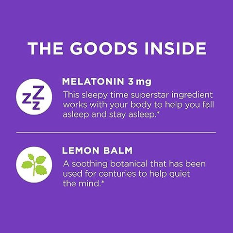 Sleep Fast Dissolves – 3mg Melatonina, Melissa, Sabor Morango – 30 Unidades - OLLY