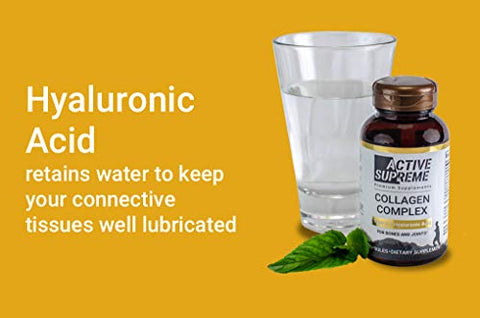 Active Supreme - Colágeno Tipo 2 em Cápsulas – Saúde das Articulações com Vitamina C e Ácido Hialurônico – Colágeno Hidrolisado de Carne Bovina Alimentada com Grama