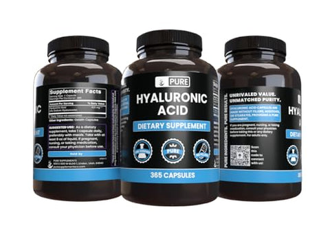 PURE ORIGINAL INGREDIENTS - Hyaluronic Acid Puro Original (365 Cápsulas) Sem Preenchedores de Magnésio ou Arroz, Sempre Puro, Verificado em Laboratório – Ingredientes Originais de Alta Qualidade