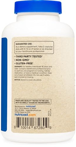 Cápsulas de Noni 500mg 240 Cápsulas – Certificado CCOF, Feito com Noni Orgânico, Livre de Transgênicos e Glúten - Nutricost