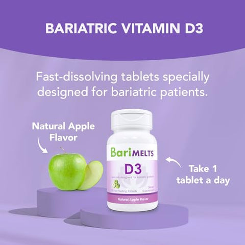 Vitamina D3 5000 UI – Suprimento de 3 Meses (90 Comprimidos de Dissolução Rápida) – Vitaminas Pós-Operatórias para Bariátrica - BariMelts