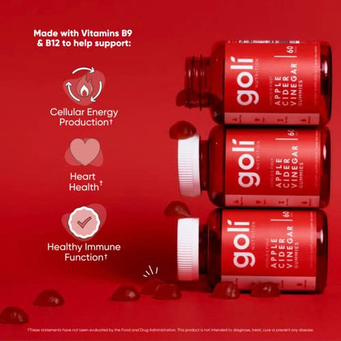 Gummy Vitamins de Vinagre de Maçã – 300 Unidades – Vitamina B12, Sem Gelatina, Sem Glúten, Vegano - Goli