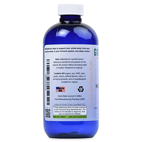 Molybdenum Líquido Iônico (96 porções de 2 mg elemental, mais 2 mg de ácido fúlvico – 240 ml) - Good State