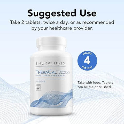 TheraCal D2000 – Suplemento para Suporte à Saúde Óssea com Cálcio, Magnésio, Vitamina D3, Vitamina K2 - Theralogix
