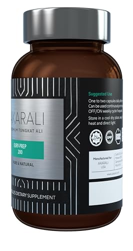 AKARALI - Extrato de Raiz de Tongkat Ali Akarali com Tecnologia de Extração Patenteada Physta®, Alto Teor de Eurycomanone, Suporte Natural à Testosterona