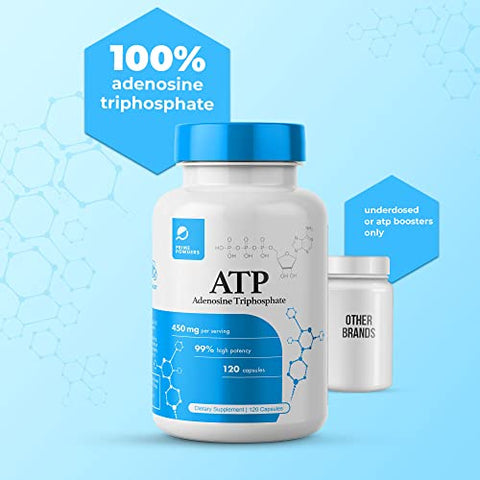 Prime Powders - ATP Capsules – 120 Cápsulas – Adenosina Trifosfato Dissódico – 400mg por Porção – Aumente Energia Resistência Stamina