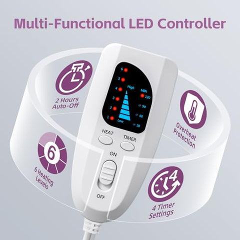 TATOWN - Aquecedor Elétrico XXXL para Alívio de Dor nas Costas e Cólicas, Almofadas Térmicas para Pescoço/Ombros/Pernas/Joelhos, Presentes de Natal Aquecidos para Mulheres Homens Mãe Pai, 6 Configurações de Calor com Desligamento Automático