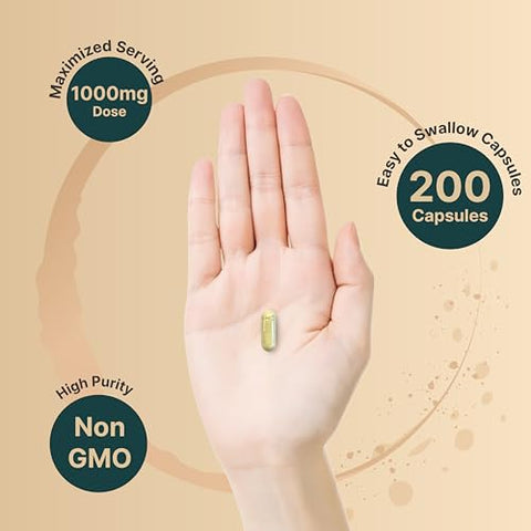 Cápsulas de Kava Kava 1000mg com Ginkgo Biloba, 200 Unidades | Extrato Nobre de Raiz de Kava com Kavalactonas Ativas – Complexo de Relaxamento KavaMind à Base de Plantas, Não-OGM - NatureBell