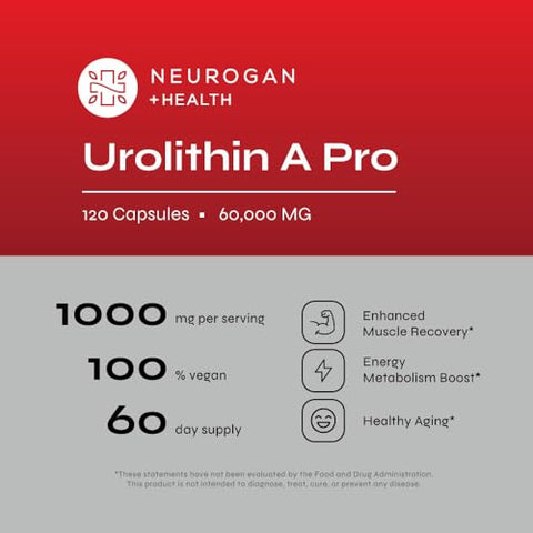 Cápsulas Pro Urolithin A – Força Avançada 1000mg, 120 Unidades – Saúde Celular Aprimorada - Neurogan