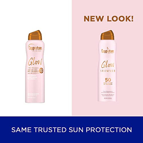 Glow com Brilho Protetor Solar Spray FPS 50, Resistente à Água, Amplo Espectro FPS 50, 150 ml Spray, Pacote com 2 - Coppertone