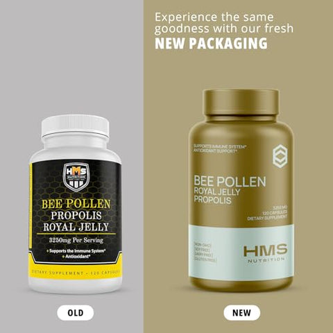 HMS Nutrition - Suplemento Diário Premium de Pólen de Abelha – Inclui Própolis – Marca em Destaque