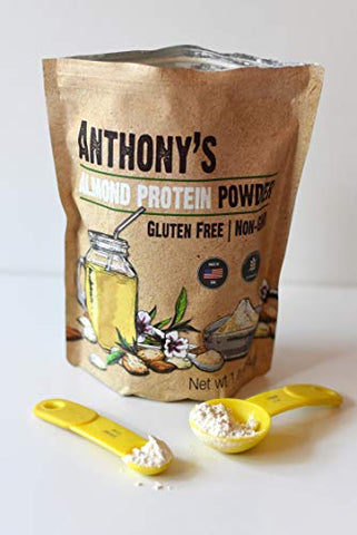 Anthony's - Proteína em Pó de Amêndoa Anthony’s, 454g, Sem Glúten, Não Transgênico, à Base de Plantas, Fabricado nos EUA