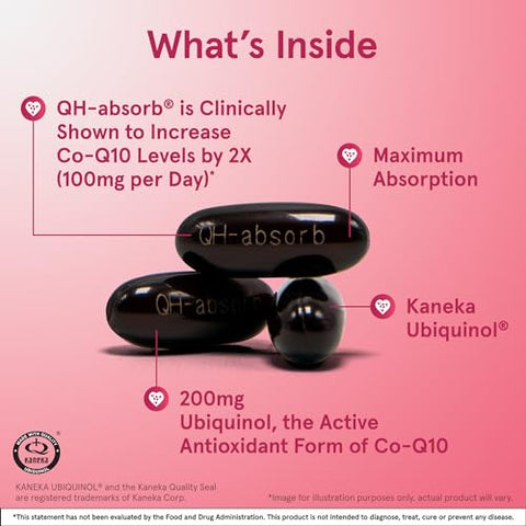 QH-Absorb 200 mg – Co-Q10 Antioxidante Ativo – Suplemento Alimentar – Suporta Produção de Energia Mitocondrial - Jarrow Formulas