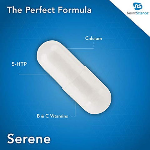 Serene – Suporte ao Humor e Sono com 100mg de 5-HTP, Vitamina B6, Folate e Cálcio – Suplemento de Suporte à Serotonina para Função Sono-Vigília (60 cápsulas) - NeuroScience