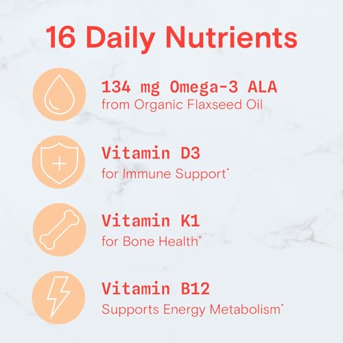 Gomas Multivitamínicas Orgânicas para Crianças: Ômega 3 (ALA), Vitamina D3, C, B12, B6, A, K | 60 g - SmartyPants