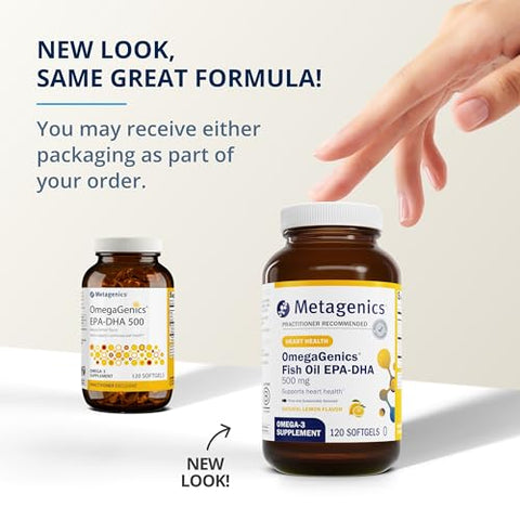 OmegaGenics EPA-DHA 500 – Ômega 3 EPA DHA – Saúde Cardiovascular – Pureza – 500mg – 60 cápsulas - Metagenics
