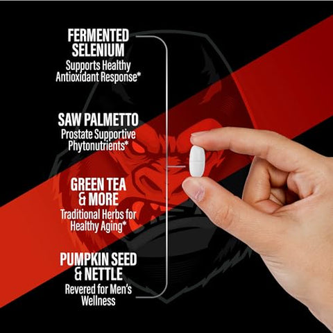 Nutrisold - Gorilla Flow – Suporte para a saúde masculina | Reduzir micções noturnas | Promover sono | Apoio ao esvaziamento da bexiga | Complexo herbal para próstata | Bexiga
