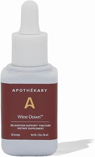 Wine Down: Suplemento Herbal, Sem Álcool, Inspirado em Vinho Tinto, Sem Açúcar, Sem Glúten, Vegano – 30 Porções – 35g - Apothékary