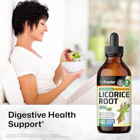 BIO KRAUTER - Licorice Root Tincture – Extrato de Raiz de Alcaçuz para Suporte à Saúde Digestiva – Livre de Álcool e Açúcar – Gotas Veganas 118 ml