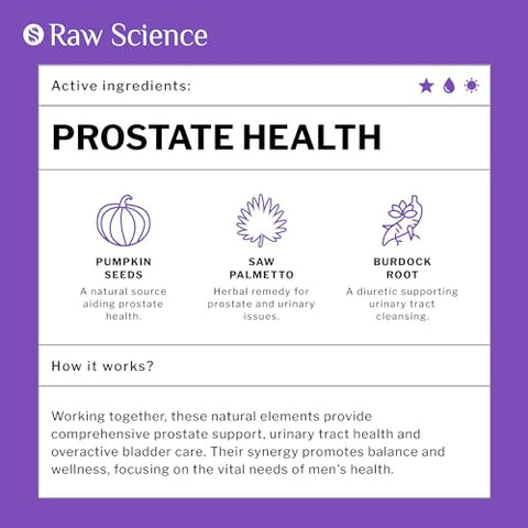 S RAW SCIENCE - Suplemento para a saúde masculina – Lycopene, Saw Palmetto para homens, bloqueador de DHT – Suporte ao trato urinário e bexiga hiperativa