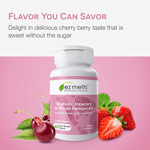 Energia e Memória Dissolvíveis – Aumente seu Desempenho Mental | 30 comprimidos | 100% Natural | Marca EZ Melts - EZ Melts