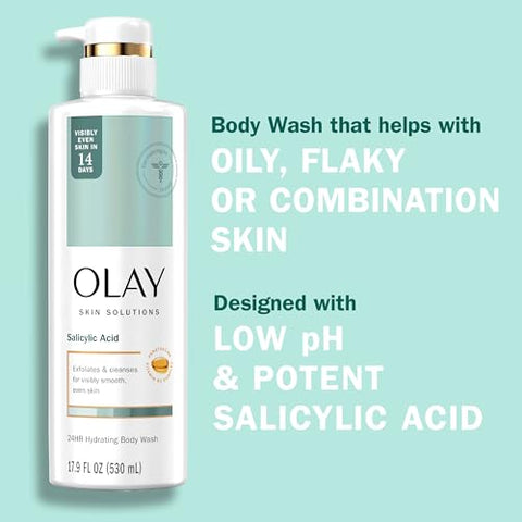 Skin Solutions Sabonete Líquido Hidratante para Mulheres com Ácido Salicílico, 500 ml (Pack com 4 unidades) - Olay