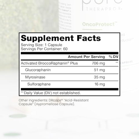 OncoProtect ES – Sulforafano *ALTA DOSE* | 706 mg Extrato de Semente de Brócolis Patenteado BroccoRaphanin Ativado | Glucoraphanin Mirosinase | 60 Cápsulas - Pure Therapro Rx