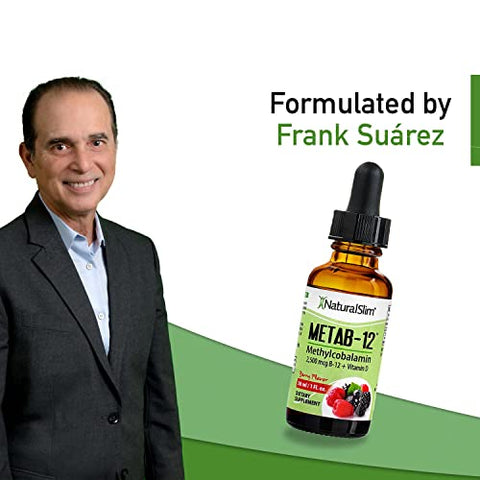 Metab-12 – Suplemento Sublingual de Vitamina B12 Líquida 2500 mcg com Gotas Orais de Vitamina D3 – B12 Methylcobalamin para Metabolismo - NaturalSlim