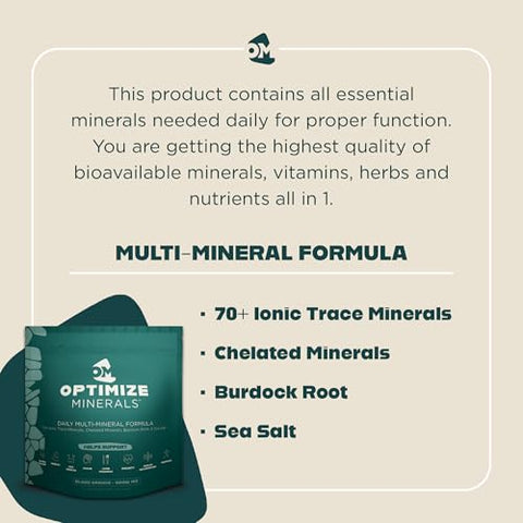 Optimize Minerals - Fórmula Multimineral Completa | Nutrição Total | Pó Suplementar para Homens e Mulheres | Minerais Traços | Multivitaminas | Micronutrientes | Solúvel em Água | 30 Porções
