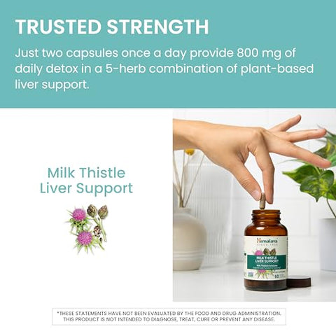Cápsulas de Suporte ao Fígado com Cardo de Leite, 60 Unidades, 350 mg de Cardo de Leite com Alcachofra, Chicória e Andrographis - Himalaya