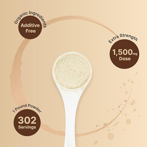 Pó de Cogumelo do Leão Orgânico 1.500mg Por Porção, 454g | Corpo Frutífero Inteiro - NatureBell