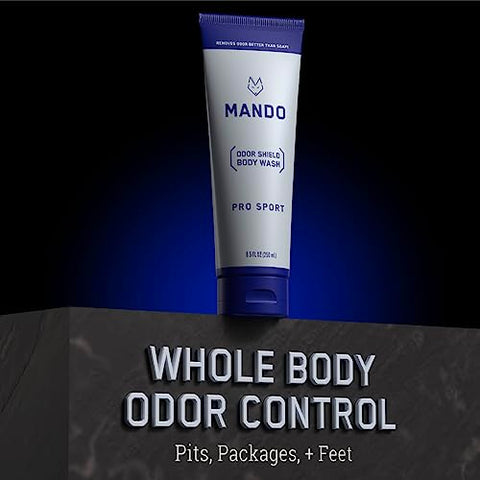 Odor Shield Body Wash – Controle de Odor por 24 Horas – Remove Odor Melhor que Sabonete – Livre de SLS, Parabenos, Seguro para a Pele – 250 ml (Pro Sport) - Mando