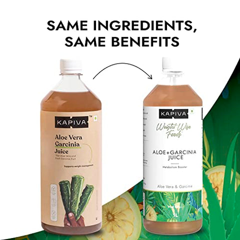 Combo Emagrecedor | Suco de Aloe Vera Garcinia Kapiva 1L, Vinagre de Maçã Kapiva 500ml | Bebidas Ayurvédicas para Gerenciamento de Peso | Auxilia na Desintoxicação e Circulação Sanguínea